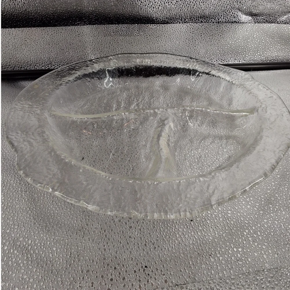 Uno Westerberg Sweden Ice Glass Divided Platter 3 Section MCM
